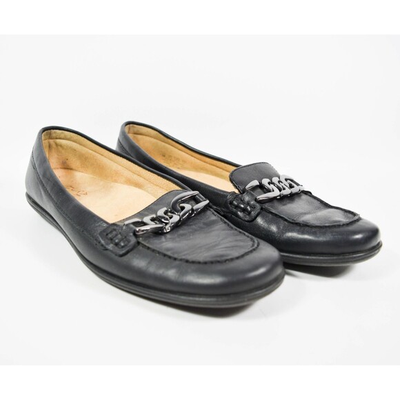 Naturalizer Ainsley Leather Loafers With Metal Chain Trim-Black-Size 7.5M - Picture 1 of 8